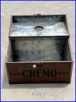 Antique Large Cremo Cigars Metal Humidor Trunk Box General Store Sign Display
