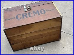 Antique Large Cremo Cigars Metal Humidor Trunk Box General Store Sign Display