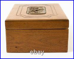 Antique Lined Wood Cigar Box Humidor Lid Relief of Lion Hunt Middle East 11