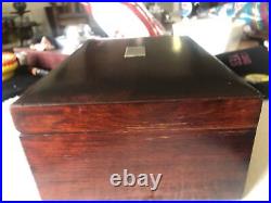 Antique Mahogany And Tin Metal Lined Cigar Tobacco Humidor Box 11-1/2 X 8 X 4
