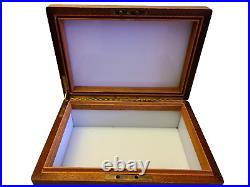 Antique Mahogany Wood Cigar Humidor Box white Glass Lined 12 x 8 x 5 In. RARE