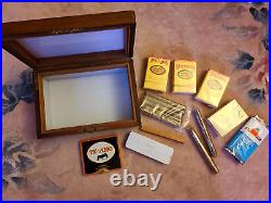 Antique Mahogany Wood Cigar Humidor Box white Glass Lined 12 x 8 x 5 In. RARE