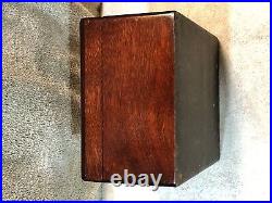 Antique Mahogany Wooden Metal Lined Humidor Box With Key