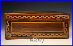 Antique Marquetry Humidor Tobacco Cigar Box Handmade Wooden Inlaid