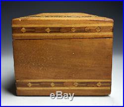 Antique Marquetry Humidor Tobacco Cigar Box Handmade Wooden Inlaid