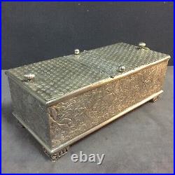 Antique Meriden Quadruple Silver Plate Humidor Box Case