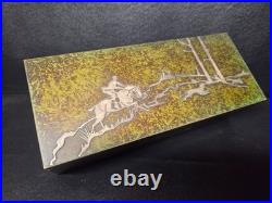 Antique Mission Heintz Silver Bronze Horse Fox Hunt Scene Desk Box Humidor Cigar