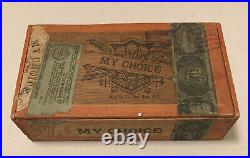 Antique My Choice Cigar Box 1883 With Stamp Kansas Union Made