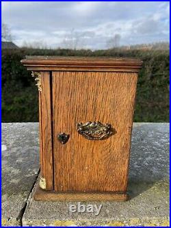 Antique Oak And Brass Humidor Cigar Box