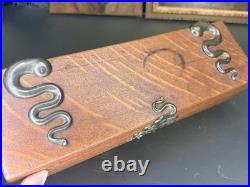 Antique Oak Cigar Humidor Box Brass Serpent Motifs Art Nouveau Influence