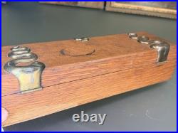 Antique Oak Cigar Humidor Box Brass Serpent Motifs Art Nouveau Influence
