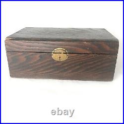 Antique Oak Tin Lined Cigar Box Humidor Stash Valet Box