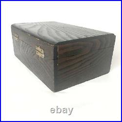 Antique Oak Tin Lined Cigar Box Humidor Stash Valet Box