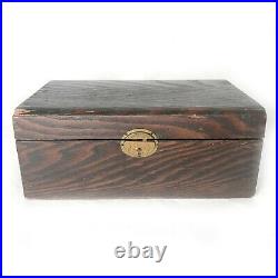 Antique Oak Tin Lined Cigar Box Humidor Stash Valet Box