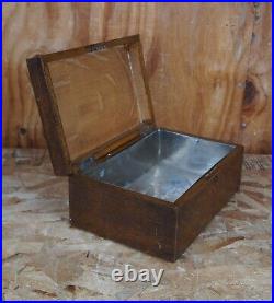 Antique Oak Tin Lined Cigar Tobacco Humidor Tea Caddy Valet Stash Box 11