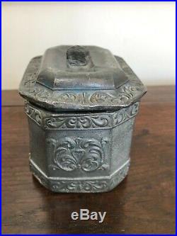 Antique Pewter Rectangular Tobacco Tea Caddy Box Container Humidor Pot