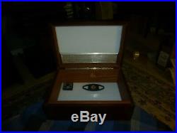 Antique Porcelain Lined Cigar Humidor Box With Mahogany Wood Inlays & JBB Monogram