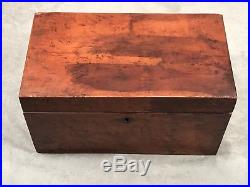 Antique Primitive early 19th C Wood Cigar Humidor Copper Insert Tea Box Caddy