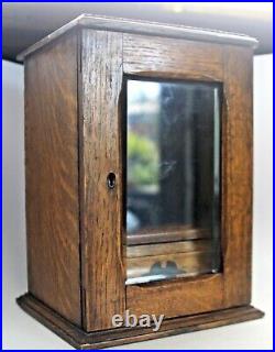 Antique Quarter Sawn Oak Tobacco Cigar Humidor Dresser Box Display Cabinet