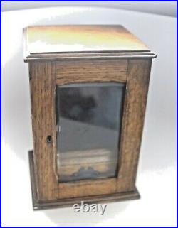 Antique Quarter Sawn Oak Tobacco Cigar Humidor Dresser Box Display Cabinet