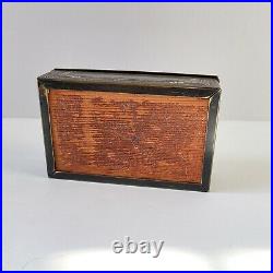 Antique Rare Art Nouveau Fisher Goddess Copper Bronze Wood Lined Cigar Box