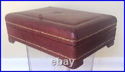 Antique Red Leather Humidor Cigar Tobacco Box 11 x 9x6.5x3 cedar lined. Italy