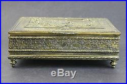 Antique Signed JB Jenning Brothers Repousse Cigar Humidor Hinged Box