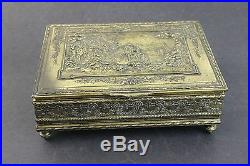 Antique Signed JB Jenning Brothers Repousse Cigar Humidor Hinged Box