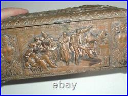 Antique Silver Plate Brass Figural Dutch Cigar Box Humidor Jewelry Box