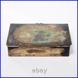 Antique Silver Plated Wood Lined Cigar Humidor Box 5.25l 3.25w