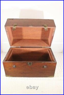 Antique Solid Cedar Cigar Tobacco Case Box All Brass Hinges / latches / Corners