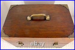 Antique Solid Cedar Cigar Tobacco Case Box All Brass Hinges / latches / Corners