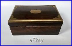 Antique Solid Rosewood Cigar Box With Brass Banding Antique Humidor