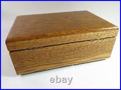 Antique Solid Tiger Oak Document/Storage Box-New Blue Felt Lining-Restored
