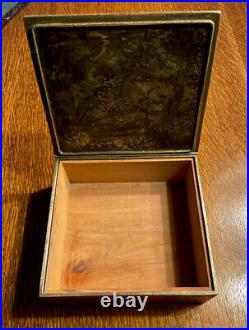 Antique Tiffany Studios NY #1655 Tempus Fugit with 12 Zodiac Symbols Cigar Box