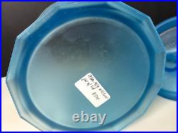 Antique Tiffin And Blue Boar Tobacco Pressed Satin Glass Jar Humidor Circa 1900