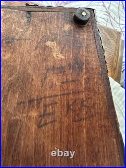 Antique Tiger Wood Cigar Box Humidor With Silver tone Corners And Embellishments