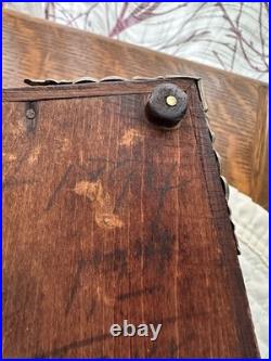 Antique Tiger Wood Cigar Box Humidor With Silver tone Corners And Embellishments