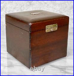 Antique Traditional Mahogany Glass Lined Cigar Tobacco Humidor Box