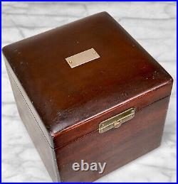 Antique Traditional Mahogany Glass Lined Cigar Tobacco Humidor Box