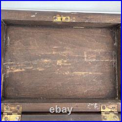 Antique Victorian Cigar Humidor Box Figural Brass Hardware L 7