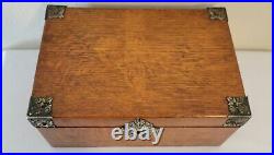 Antique Victorian Oak Wood Cigar Box Patented In 1890