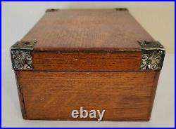 Antique Victorian Oak Wood Cigar Box Patented In 1890