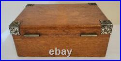 Antique Victorian Oak Wood Cigar Box Patented In 1890