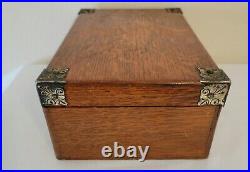 Antique Victorian Oak Wood Cigar Box Patented In 1890