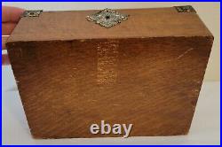 Antique Victorian Oak Wood Cigar Box Patented In 1890