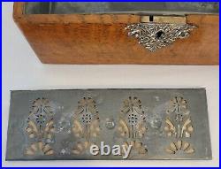 Antique Victorian Oak Wood Cigar Box Patented In 1890