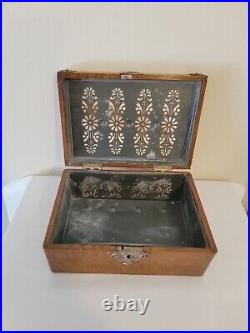 Antique Victorian Oak Wood Cigar Box Patented In 1890