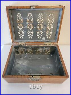 Antique Victorian Oak Wood Cigar Box Patented In 1890