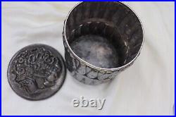 Antique Victorian Silver Plate Figural Cigar Humidor Jar Box by James W. Tufts